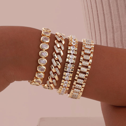 Zircon Two-side Grinding Copper Materia  Bracelet